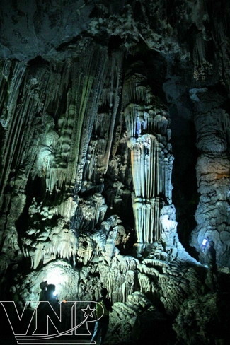 Mysterious stalactites inside caves in Minh Hoa Forest. 