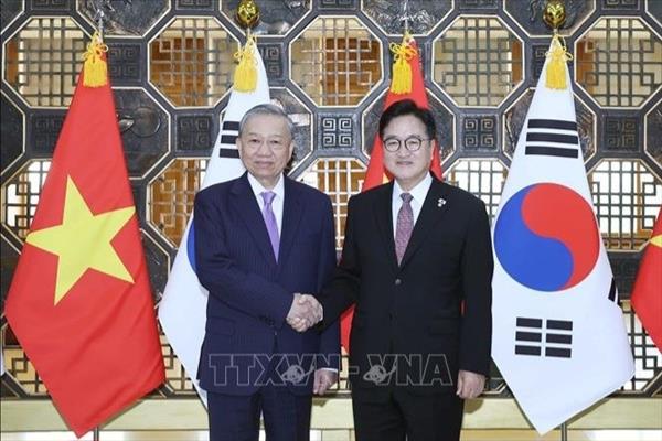 ທ່ານເລຂາທິການໃຫຍ່ ໂຕເລິມ ພົບປະເຈລະຈາກັບທ່ານ Woo Won Sik, ປະທານສະພາແຫ່ງຊາດ ສ.ເກົາຫຼີ