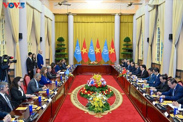 អគ្គលេខាធិការអង្គការសហប្រជាជាតិ វាយតម្លៃខ្ពស់ចំពោះតួនាទី ឋានៈ កិត្យានុភាព និងការចូលរួមចំណែកវិជ្ជមាន និងលេចធ្លោរបស់វៀតណាម