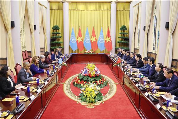 Chủ tịch nước Lương Cường hội đàm với Tổng Thư ký Liên hợp quốc