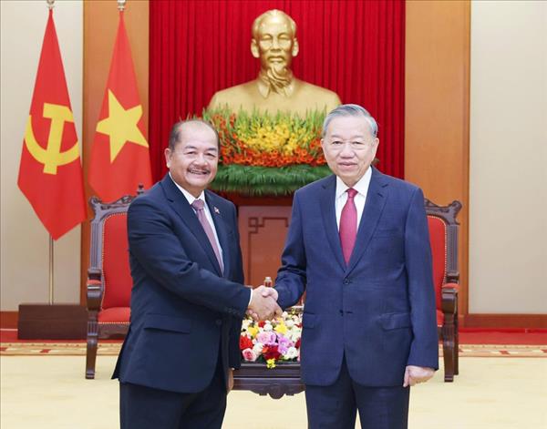 越共中央总书记苏林会见老挝人民革命党代表团