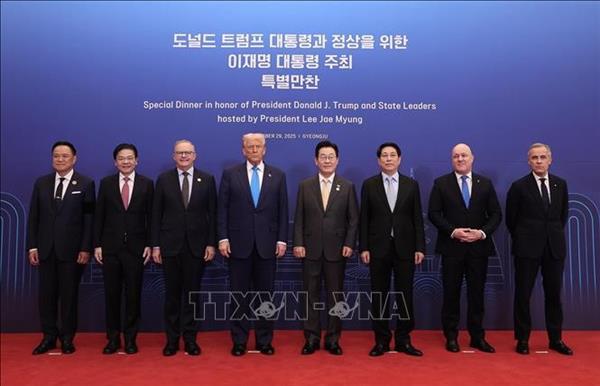 2025年APEC会议周:越南国家主席梁强与APEC领导人共进欢迎晚宴