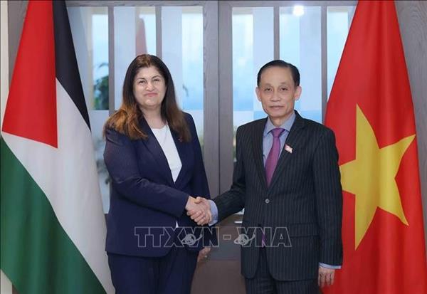 Le chef de la diplomatie vietnamienne sentretient avec la ministre des AE et des Expatriés de Palestine