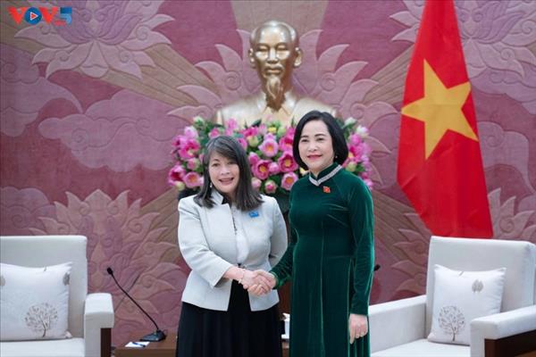 អនុប្រធានរដ្ឋសភា លោកស្រី ង្វៀន ធីថាញ់ បានទទួលជួបថ្នាក់ដឹកនាំ UNICEF និង CRC