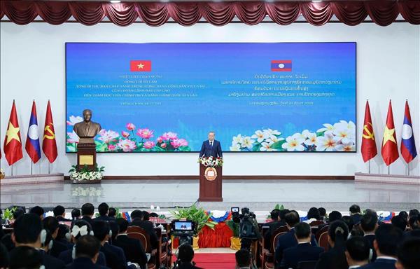 Tổng Bí thư Tô Lâm phát biểu chính sách tại Học viện Chính trị và Hành chính Quốc gia Lào