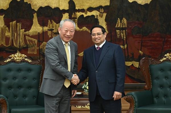 ທ່ານ​ນາ​ຍົກ​ລັດ​ຖະ​ມົນ​ຕີ ຟ້າມ​ມິງ​ຈິງ ຕ້ອນ​ຮັບ​ການ​ນຳ​ກຸ່ມ​ບໍ​ລິ​ສັດ​ກໍ່​ສ້າງ​ພື້ນ​ຖານ​ໂຄງ​ລ່າງ​ແຖວ​ໜ້າ​ ຈີນ