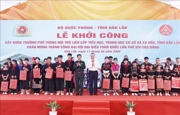 Tổng Bí thư Tô Lâm dự khởi công xây dựng Trường Phổ thông nội trú liên cấp Tiểu học, Trung học Cơ sở xã Ea Rốk, tỉnh Đắk Lắk ​