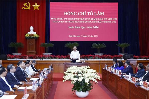 Tổng Bí thư Tô Lâm: Đắk Lắk phải xác lập vai trò đầu mối kết nối Tây Nguyên với Duyên hải Nam Trung Bộ