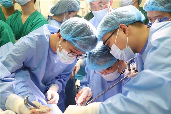 越南与美国专家演示妇科癌症治疗中经阴道自然腔道经腔内镜手术