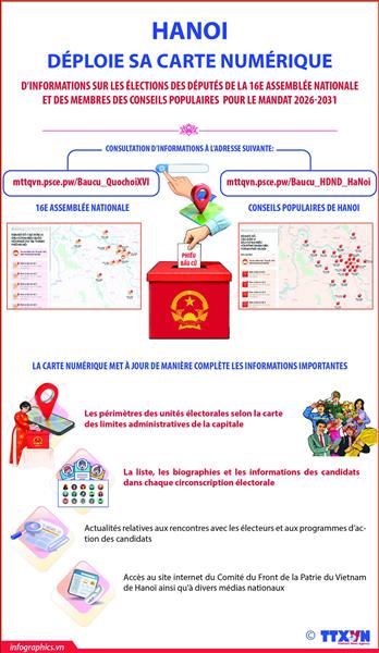 Hanoï déploie sa carte numérique dinformation sur les élections des députés de la 16ᵉ Assemblée nationale et des membres du Conseil populaire pour le mandat 2026-2031