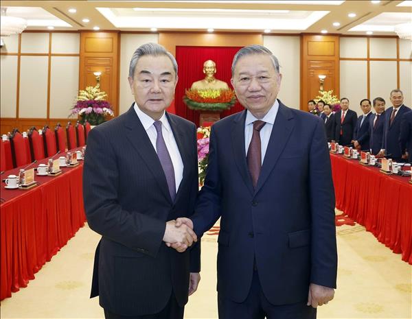 越共中央总书记苏林会见中国外交、国防和公安三位部长