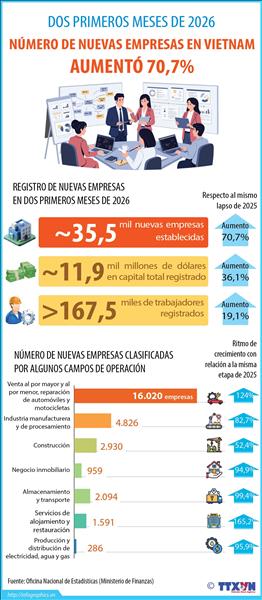 Número de nuevas empresas en Vietnam aumentó 70,7%