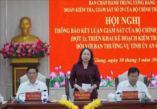 Phó Chủ tịch nước yêu cầu công tác kiểm tra, giám sát khẩn trương, nghiêm túc và thực chất