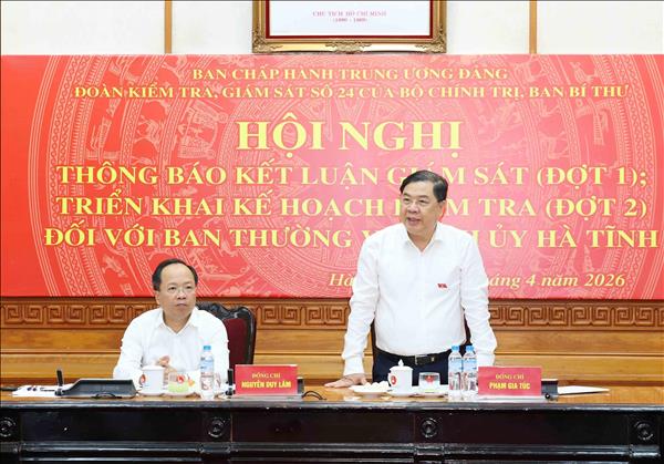 Thông báo kết quả giám sát Đợt 1 đối với Ban Thường vụ Tỉnh ủy Hà Tĩnh