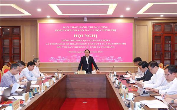 Thông báo Kết luận kiểm tra, giám sát với Ban Thường vụ Tỉnh ủy Cao Bằng