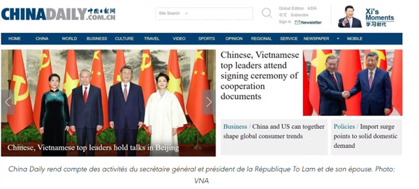 Les médias chinois couvrent largement les activités du SG et président vietnamien To Lam en Chine