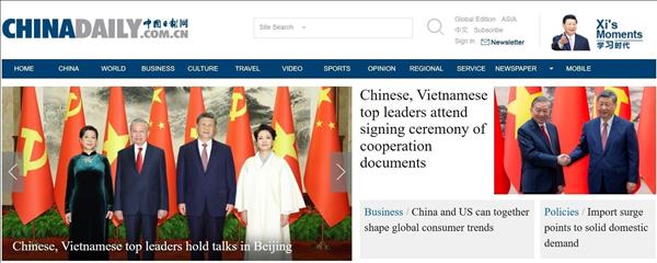 Chinese media highlight top Vietnamese leaders activities in China