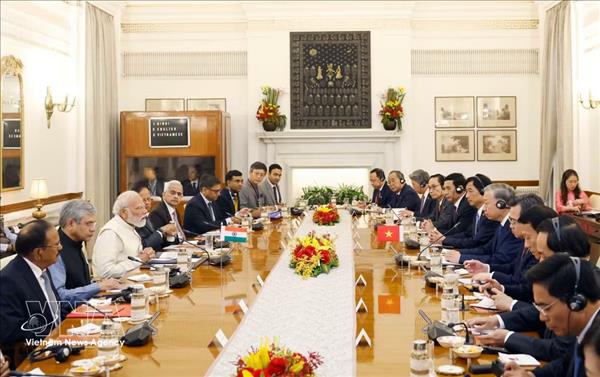 Máximo dirigente de Vietnam se reúne con primer ministro de la India