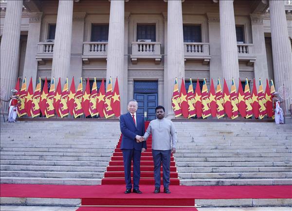 Lễ đón trọng thể Tổng Bí thư, Chủ tịch nước Tô Lâm thăm cấp Nhà nước Sri Lanka