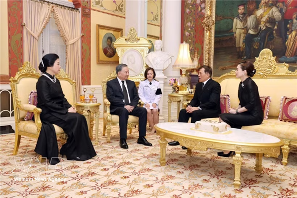 越共中央总书记、国家主席苏林及夫人会见泰国国王玛哈·哇集拉隆功及王后