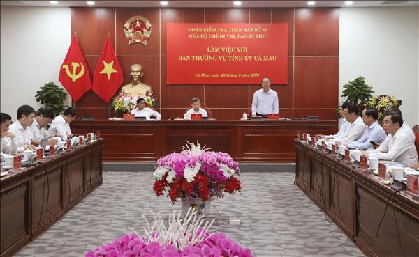 Trưởng Ban Nội chính Trung ương Lê Minh Trí : Cà Mau cần bứt phá tăng trưởng hai con số từ kinh tế biển và năng lượng
