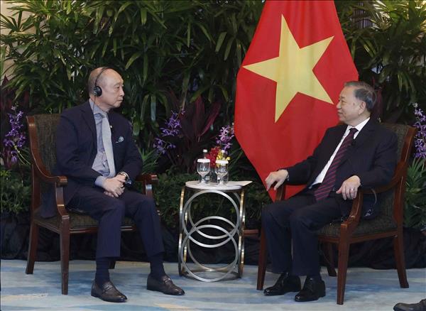 越共中央总书记、国家主席苏林会见新加坡大型企业与金融机构负责人