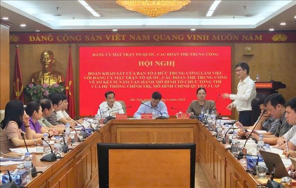 Bảo đảm hệ thống MTTQ, các đoàn thể trung ương vận hành hoạt động hiệu lực, hiệu quả