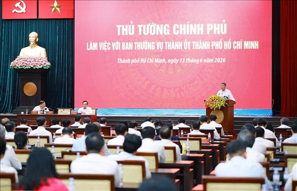លោកនាយករដ្ឋមន្ត្រី ឡេ​ មិញហ៊ឹង ធ្វើការជាមួយគណៈអចិន្ត្រៃយ៍នៃគណៈកម្មាធិការបក្សទីក្រុងហូជីមិញ