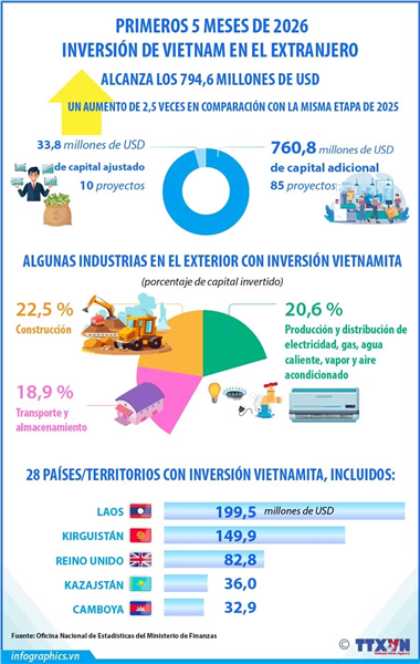 Inversión de Vietnam en extranjero crece 2,5 veces