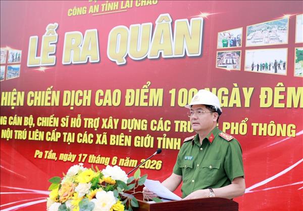 Lực lượng Công an chung sức đẩy nhanh tiến độ xây dựng trường nội trú biên giới