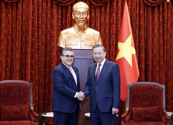Tổng Bí thư, Chủ tịch nước Tô Lâm tiếp Đại sứ Nhà nước Palestine Saadi Salama chào từ biệt