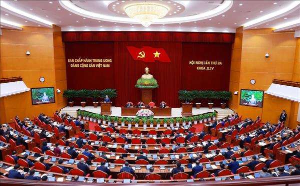 Thông cáo báo chí về ngày làm việc thứ hai Hội nghị Trung ương 3 khóa XIV