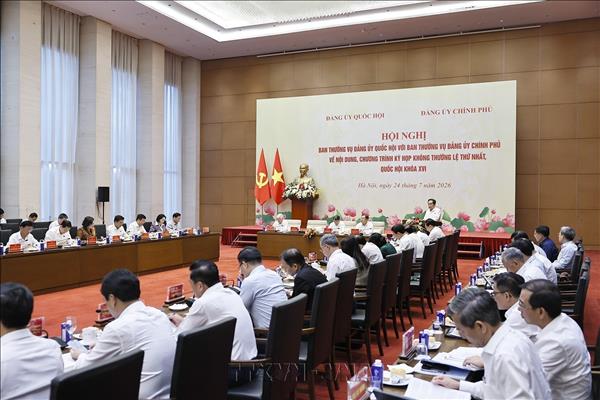 Ban Thường vụ Đảng ủy Quốc hội và Ban Thường vụ Đảng ủy Chính phủ họp chuẩn bị Kỳ họp không thường lệ thứ Nhất
