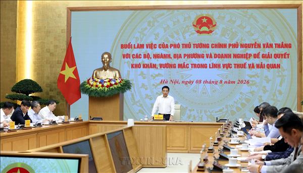 Phó Thủ tướng Nguyễn Văn Thắng làm việc về giải quyết khó khăn, vướng mắc trong lĩnh vực thuế và hải quan