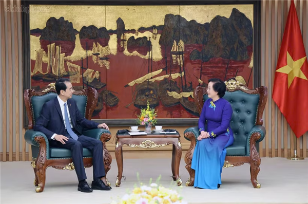 越共中央书记处书记、政府副总理范氏清茶会见中国驻越南大使何炜