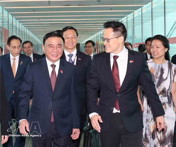 越共中央书记处常务书记陈锦秀抵达樟宜机场 开始访新之旅