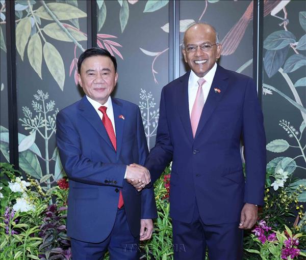 Thường trực Ban Bí thư Trần Cẩm Tú gặp Bộ trưởng Cao cấp Singapore K. Shanmugam