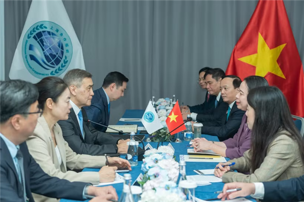 越南国家副主席武氏映春会见上海合作组织秘书长叶尔梅克巴耶夫