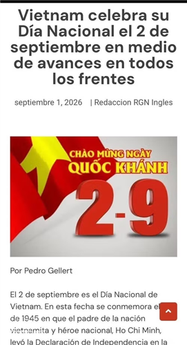 八月革命胜利暨九二国庆81周年：墨西哥媒体突出越南革新40年后的新面貌