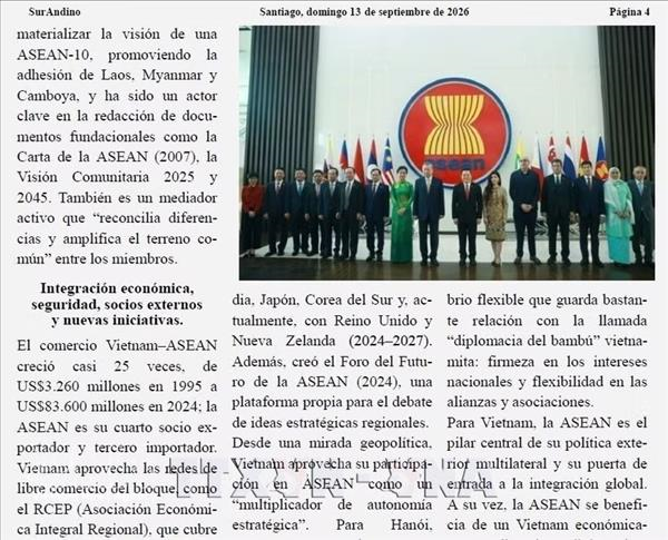 Prensa chilena: Vietnam, factor activo y proactivo en la ASEAN