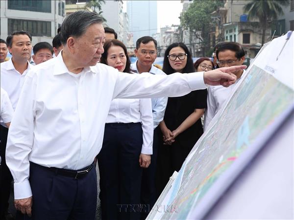 Tổng Bí thư, Chủ tịch nước Tô Lâm kiểm tra tiến độ thi công một số công trình, dự án trọng điểm của Thủ đô
