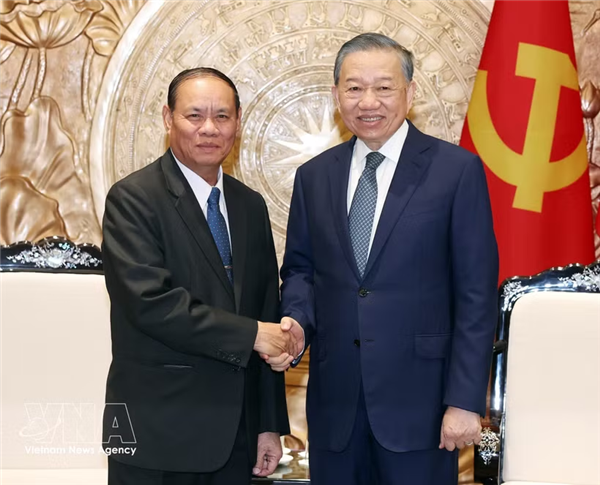 苏林总书记、国家主席会见老挝人革党中央书记处常务书记维莱·拉坎丰