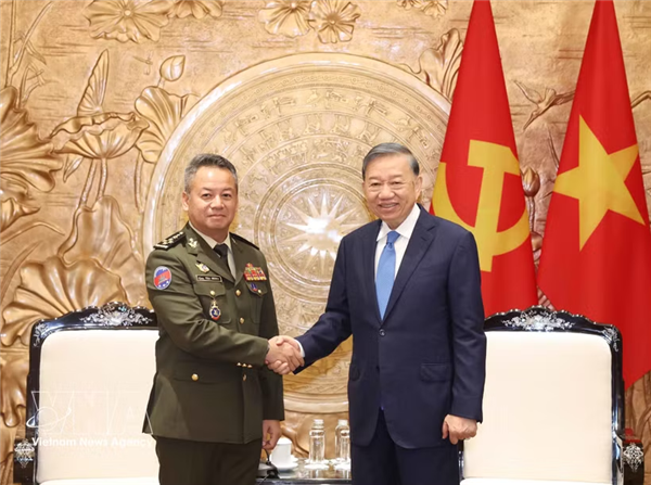 越共中央总书记、国家主席苏林会见柬埔寨副首相兼国防大臣迪西哈