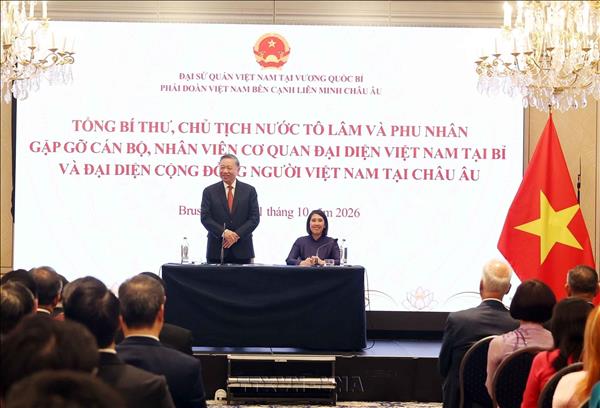 General Secretary and President To Lam Meets Vietnamese Community in Europe and Staff of Vietnamese Agencies in Belgium