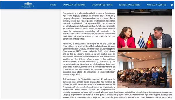 LUruguay salue le rôle croissant du Vietnam et mise sur la coopération bilatérale