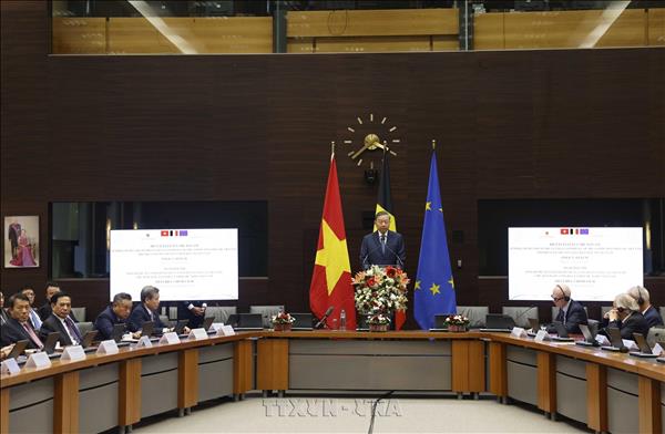 Top leader gives policy speech in Brussels, sharing vision for Vietnam–EU ties