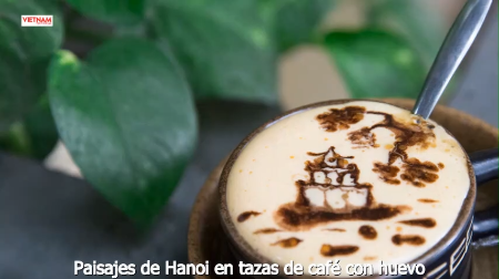 Paisajes de Hanoi en tazas de café con huevo