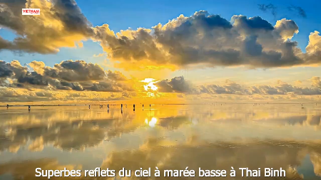 Superbes reflets du ciel à marée basse à Thai Binh
