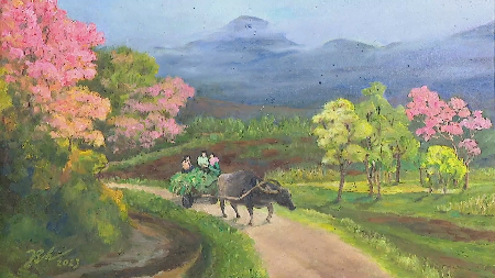 Tet colours fill painting exhibition in Hanoi