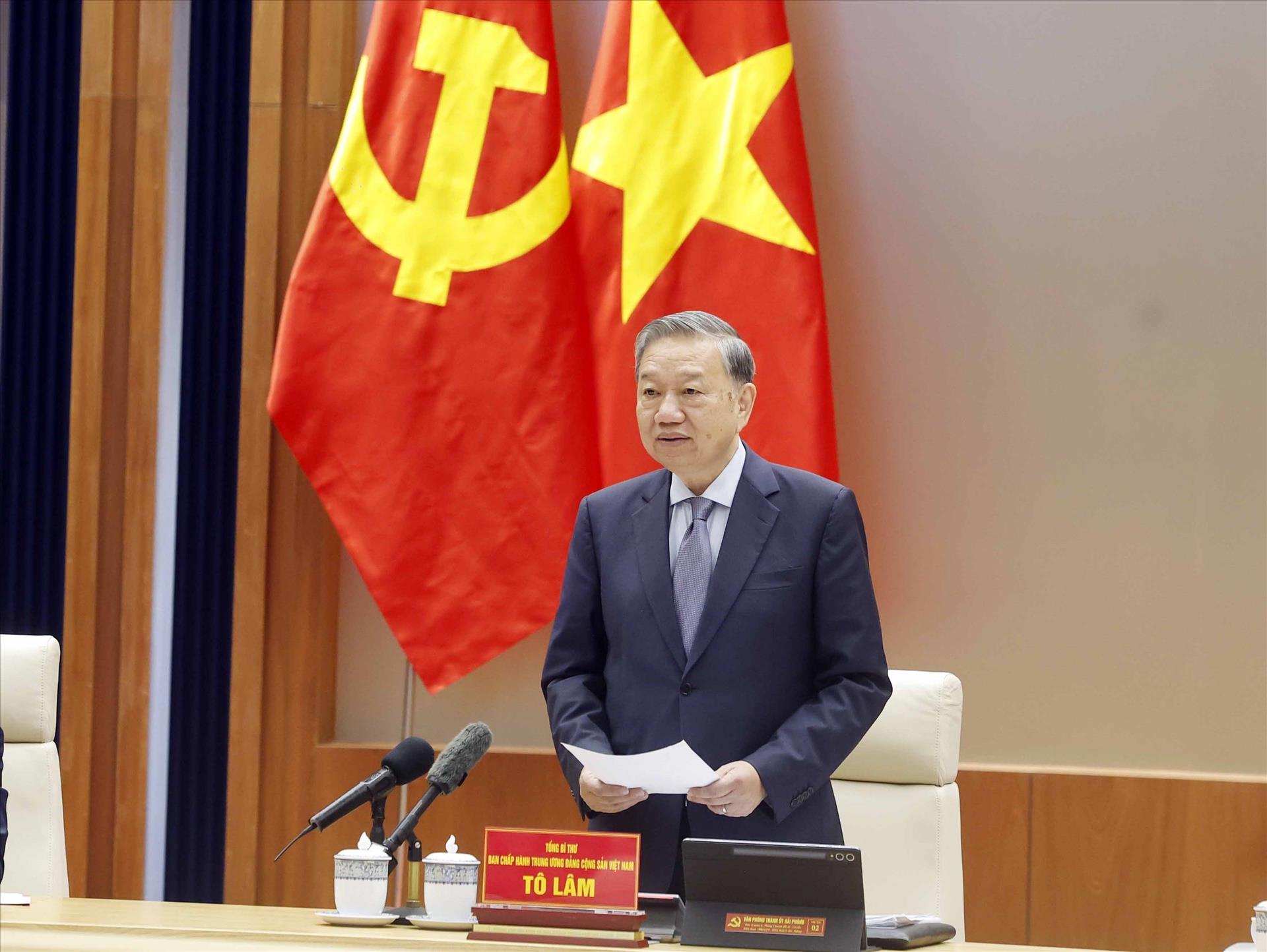 Tổng Bí thư Tô Lâm: Xây dựng thành phố Hải Phòng trở thành trung tâm công nghiệp và cảng biển hiện đại